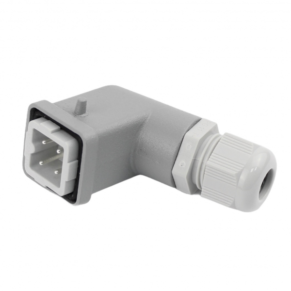 Industriesteckverbinder - Stecker gewinkelt 4 Polig 10A - Metall